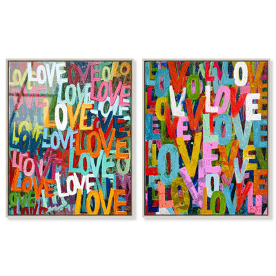 «Layers of Love Duo», ensemble de décorations murales imprimées en acrylique par Art Remedy, cadre argenté, 36 x 45