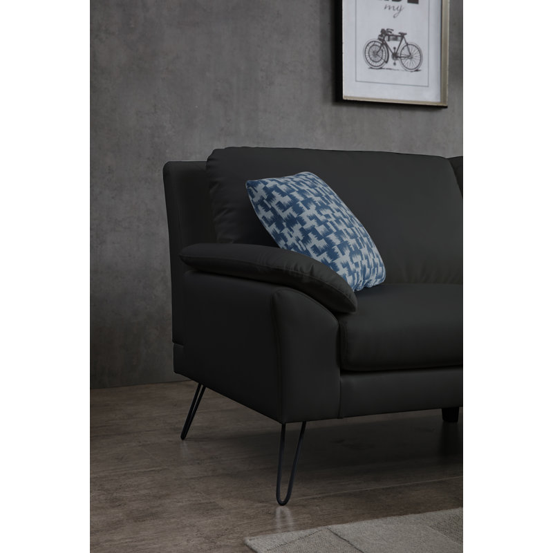 Canapé en similicuir avec accoudoirs à coussin supérieur de 75 po Luzia, Noir