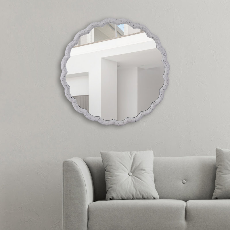 Miroir ondulé en aluminium, 32 po x 32 po, Blanc
