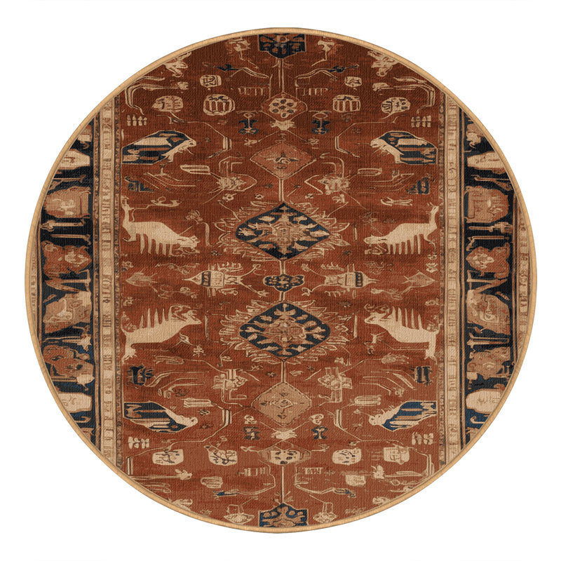 Tapis brun lavable à la machine, Rond 5 pi