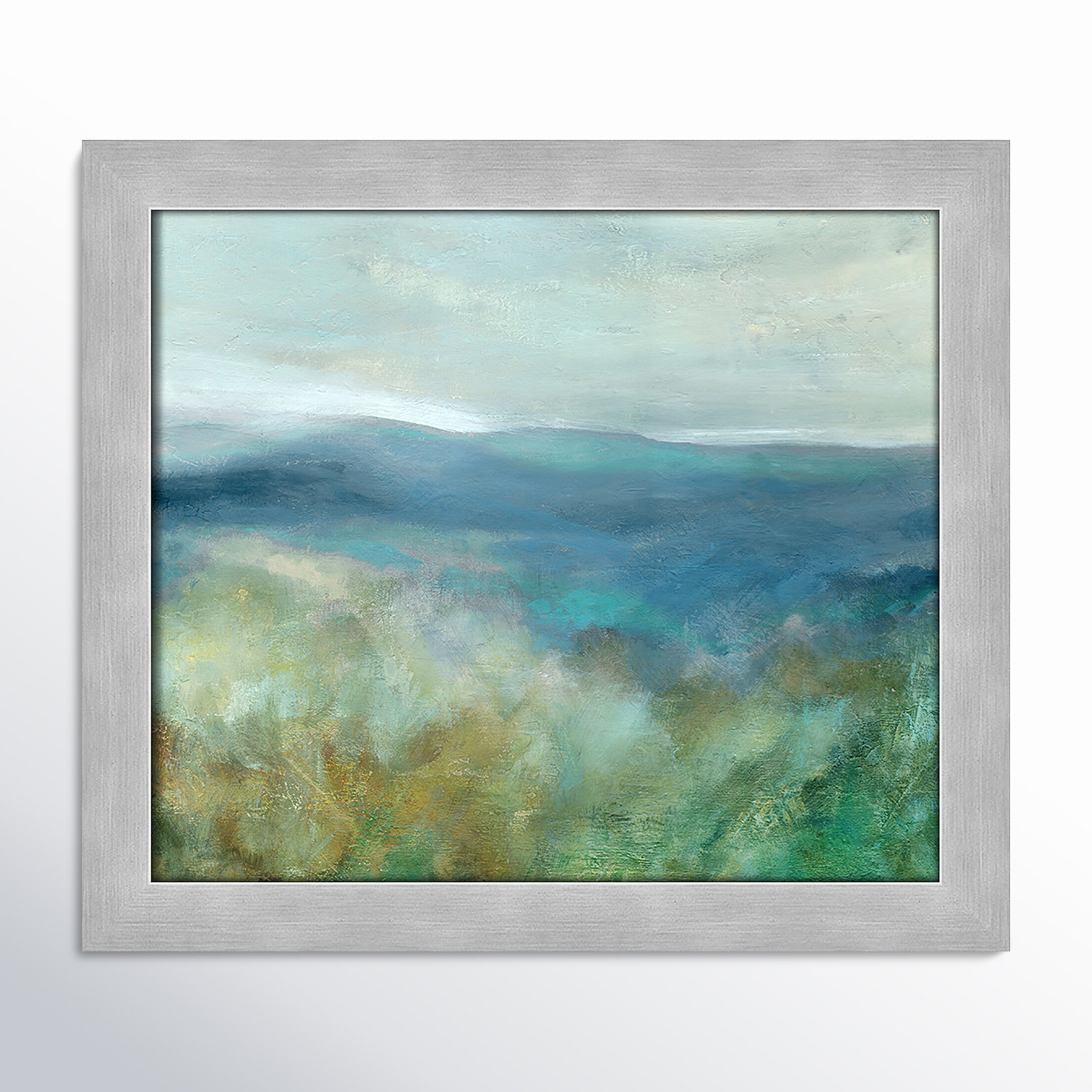 Adamsville "Blue Mountain Overlook" Painting, 14" H x 16" W x 1.12" D, Matte Silver Framed