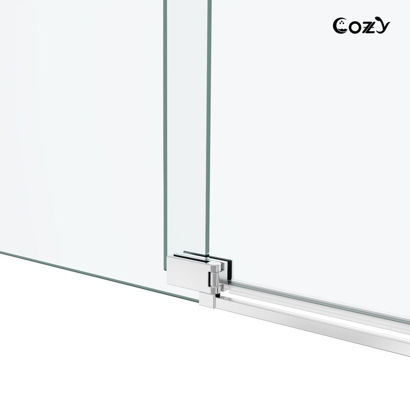44-49" W x 76" H Frameless Single Pivot Shower Door with Clear Tempered Glass, Shatter-Resistant Film & Installation Hole Locator