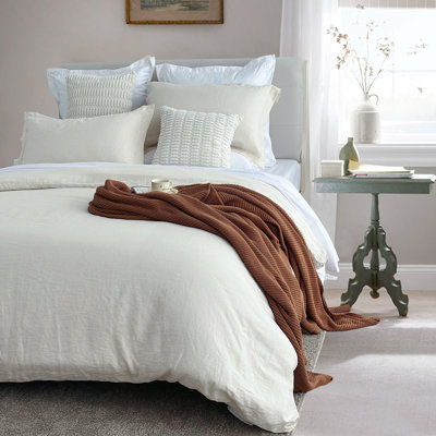 Belgian Flax Linen Percale Duvet Cover Set -  Finlonte, DDX-DUT35-LBE-King