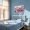 Tableau mural en toile tendue représentant un magnolia violet, idéal pour le salon, la chambre à coucher ou la décoration intérieure.