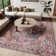 Machine Washable Oriental Blue/Brick Red Area Rug