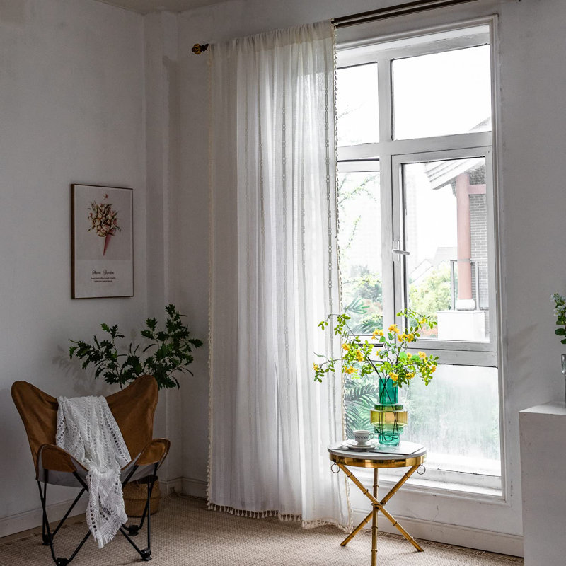 Ensemble de 2 panneaux de rideaux pour la chambre à coucher brodés Boho