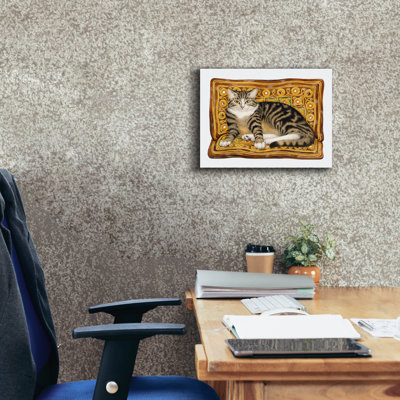  «Tabby Fidel On Cushion» par Gale Pitt, art mural sur toile, 16 po x 12 po