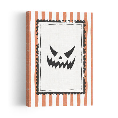 Spooky Halloween Stamp Contemporary Autumn Wall Art Print 1 Piece Wrapped Canvas Wall Art