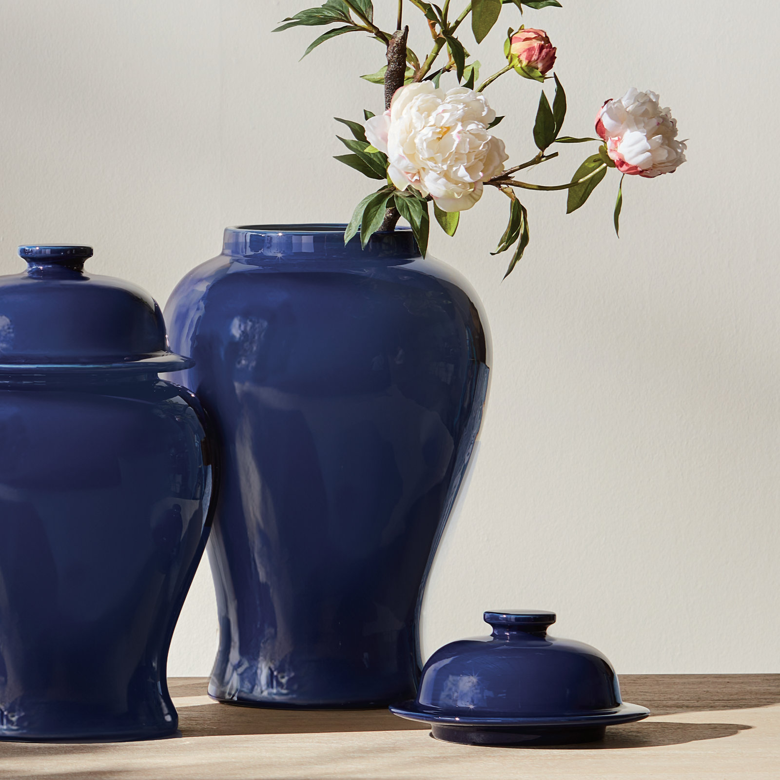 Ricki Ceramic Ginger Jar, Dark Blue, 21"