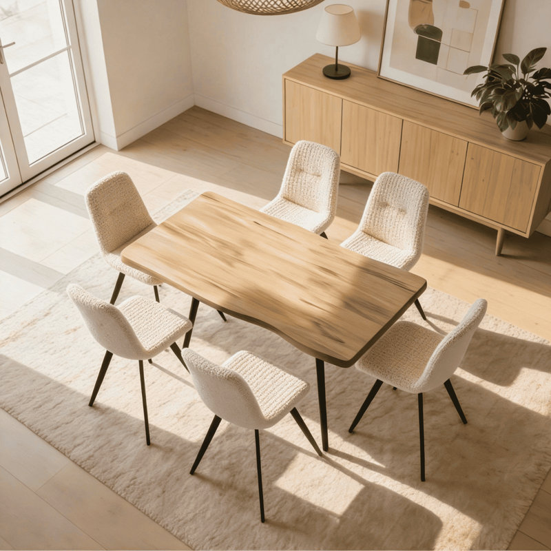 120cm Oak-Effect Dining Table and 6 Chair Set, White