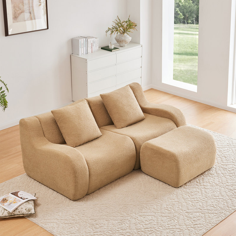 Canapé ergonomique avec 1 repose-pieds, H 35,4 po x l 82,7 po x P 65,7 po, 2, Chameau