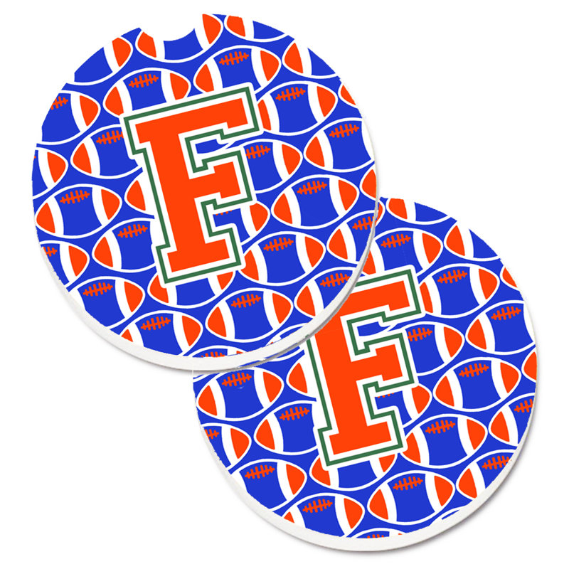 Sous-verre de football, F, Bleu / Orange