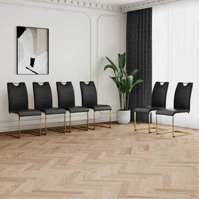 Chaises de salle à manger avec siège rembourré en similicuir Johntavia odern Chaise rembourrée avec pieds en métal