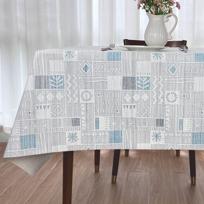Aircowrie Rectangular Geometric Vinyl Tablecloth, 106" L x 52" W