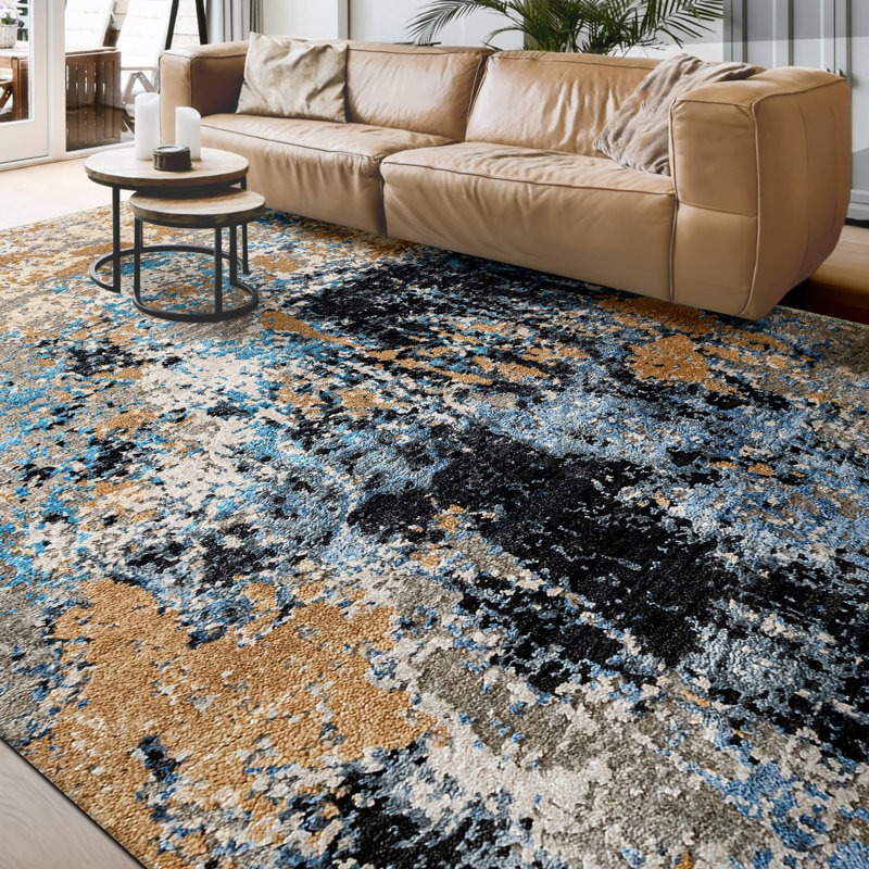 Handmade Silk and Wool Abstract Area Rug