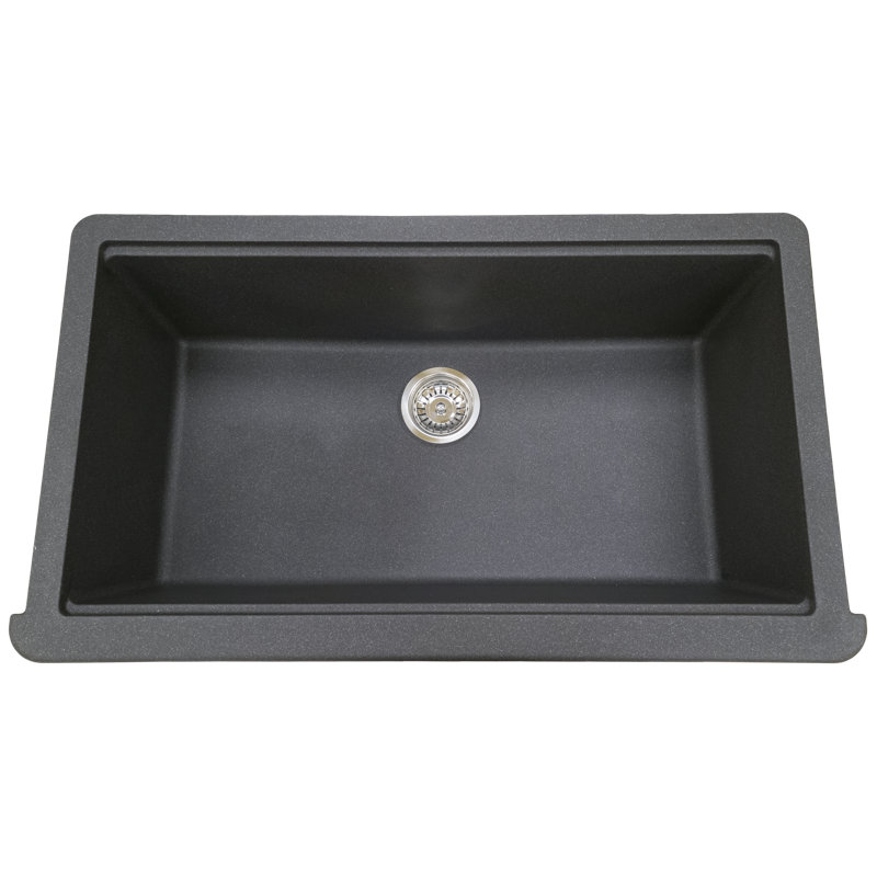 Titan Self-Trimming Farmhouse/Apron Kitchen Sink with Accessories, Black, 33" L x 20" W x 9.6" H