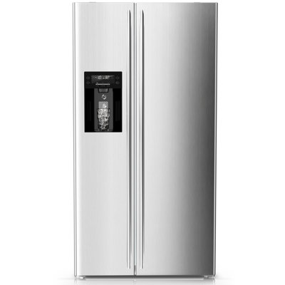 21 Cu.ft. 36" Depth Side-by-side Refrigerator With Ice & Water Dispenser, Auto Defrost, Gray Stainless Steel, For Kitchen/office/commercial