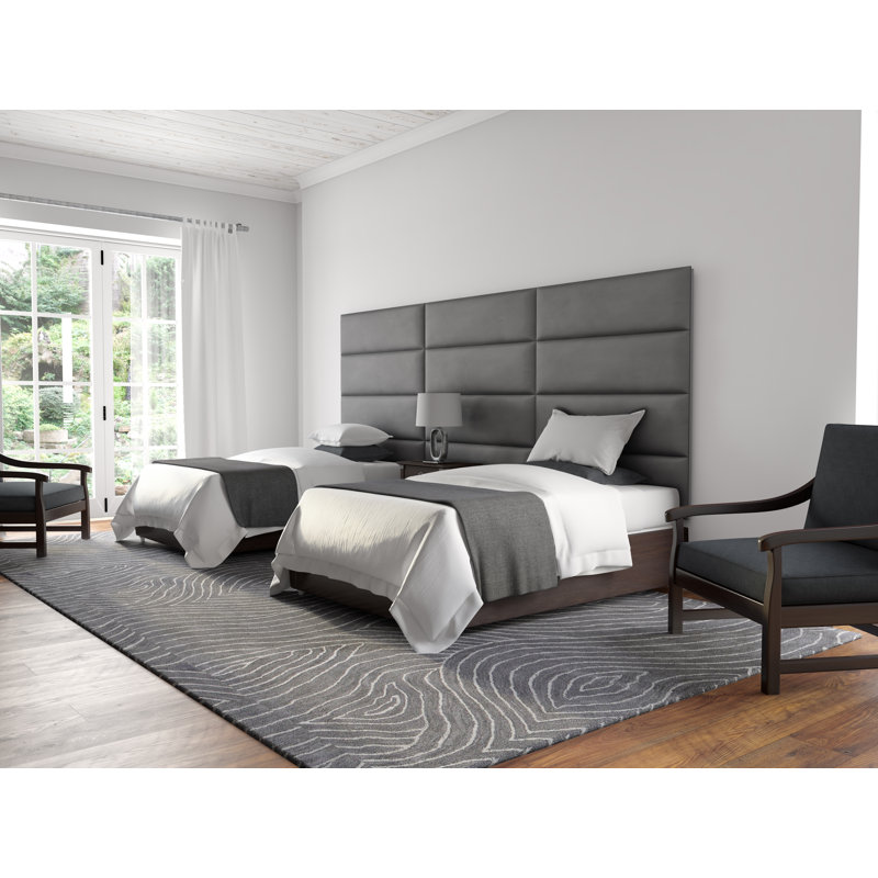 Garen Upholstered Headboard, Suede Charcoal Grey, Super King (6')