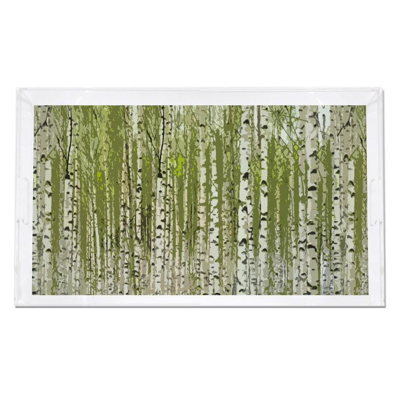 Plateau rectangulaire en bouleau, H 2 po x l 22,5 po x P 14,5 po, Vert forêt