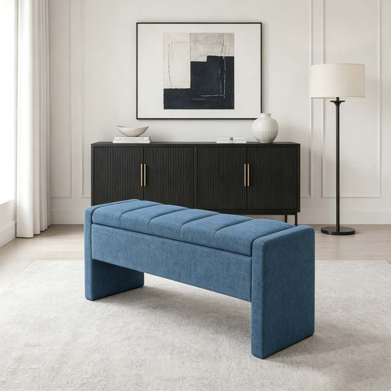 Banc de lit moderne avec rangement, Navy Blue