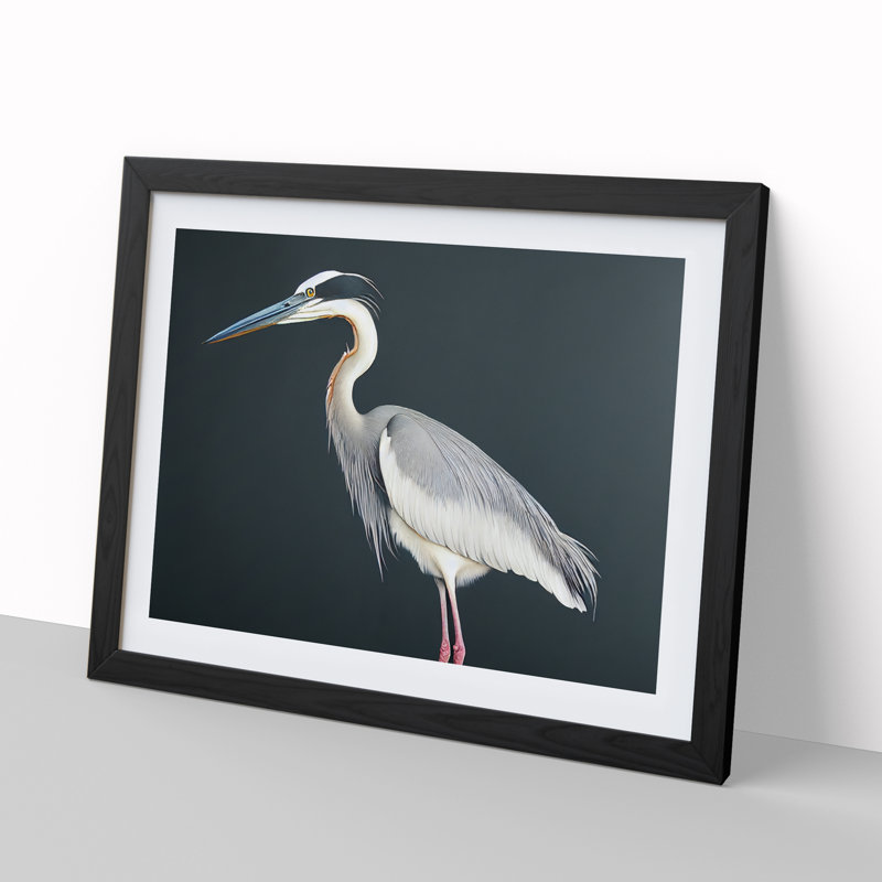 Awesome Heron Bird - Framed Print, Black, 46cm H x 64cm W x 2cm D