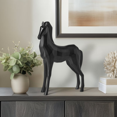 Zigler 13"  Tall Faceted Decorative Black Horse Sculpture