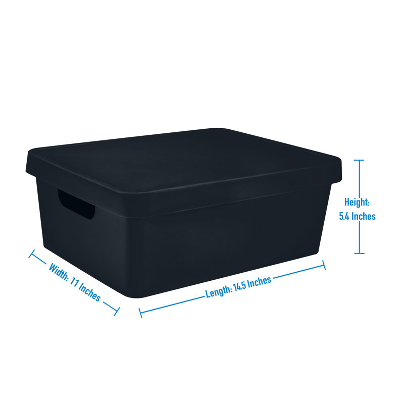Boîte de rangement en plastique Vinto, 5.4" H x 14.5" W x 11" D, Charbon
