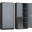 Armoire de rangement verrouillable en acier de 183 cm de hauteur avec 4 tablettes réglables, noir et gris