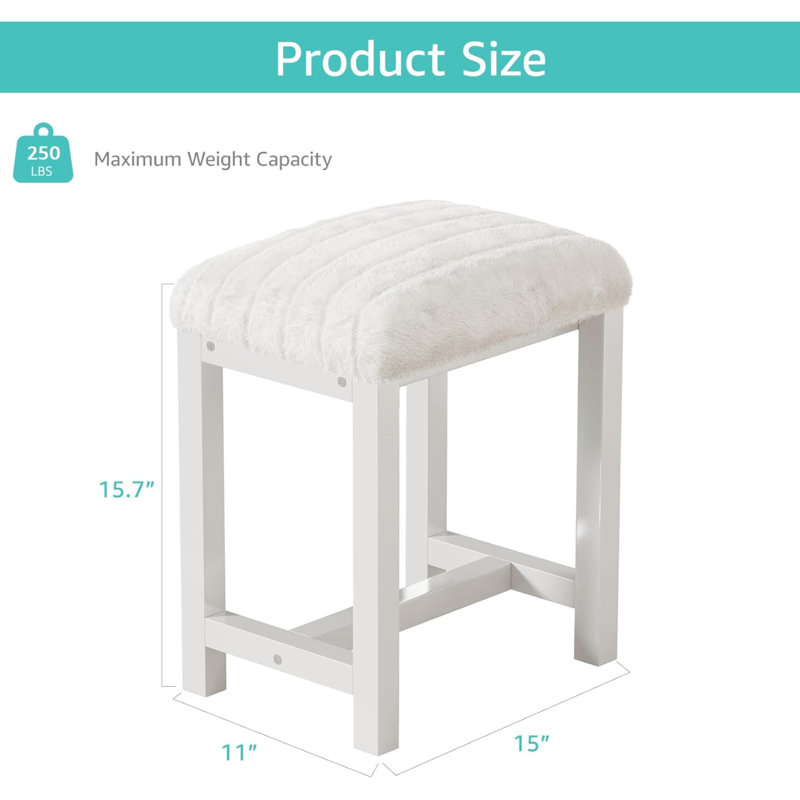 Petit tabouret de coiffeuse, tabourets de coiffeuse mignons avec coussin en fausse fourrure de lapin, fauteuil de coiffeuse blanc pour petits espaces, salon, chambre à coucher, vestibule, repose-pieds repose-pieds pour canapé Sillas Modern