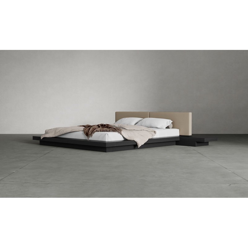 Upholstered Storage Bed, King, Wenge/Ecru Fabric