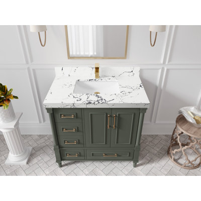 Aberdeen X P 22 po Meuble-lavabo de salle de bain central D avec quartz Calacatta Laza