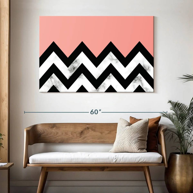 Avery Abstract Zigzag Marble Contrast, 32" H x 48" W