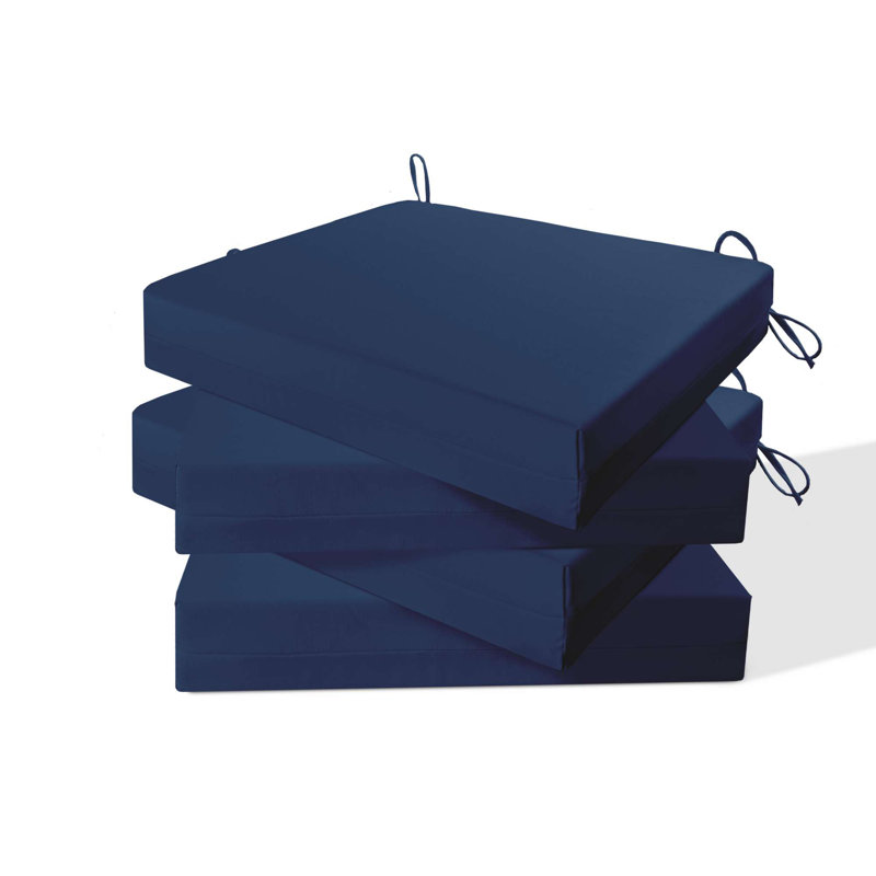 Water-Resistant Dark Navy Outdoor Seat Cushions, 3'' Thick, Set of 4, Navy