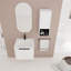Meuble-lavabo mural avec lavabo en céramique, armoire latérale et portes à fermeture douce