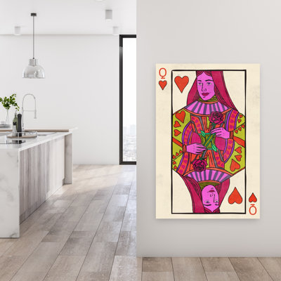 Pop Art, reine de cœur audacieux, paysage de roses colorées, impression d'art mural