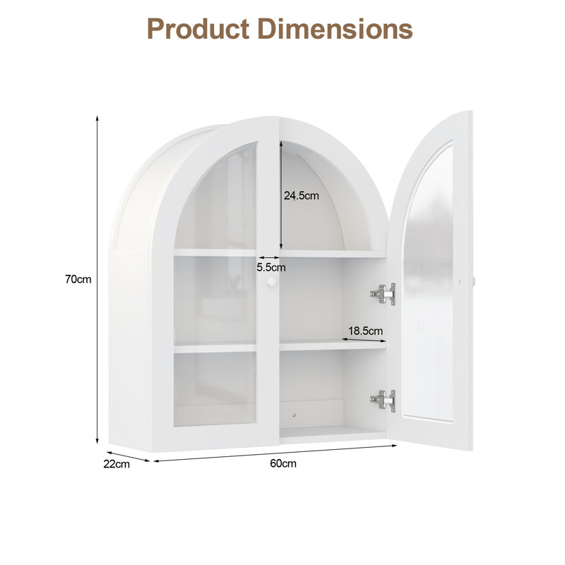 Modern Arch Wall Mounted Cabinet,bathroom Medicine Cabinet With Adjustable Shelves