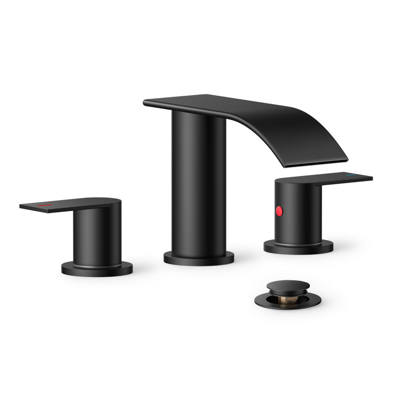 2-handle Bathroom Faucet with Drain Assembly, Matte Black