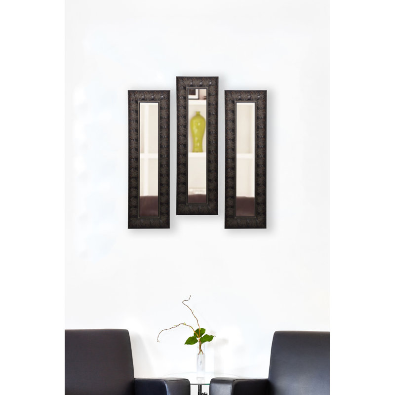 Ensemble 3 pièces de miroir décoratif à panneaux plumés Derrell, H 40,5 po x l 16,5 po