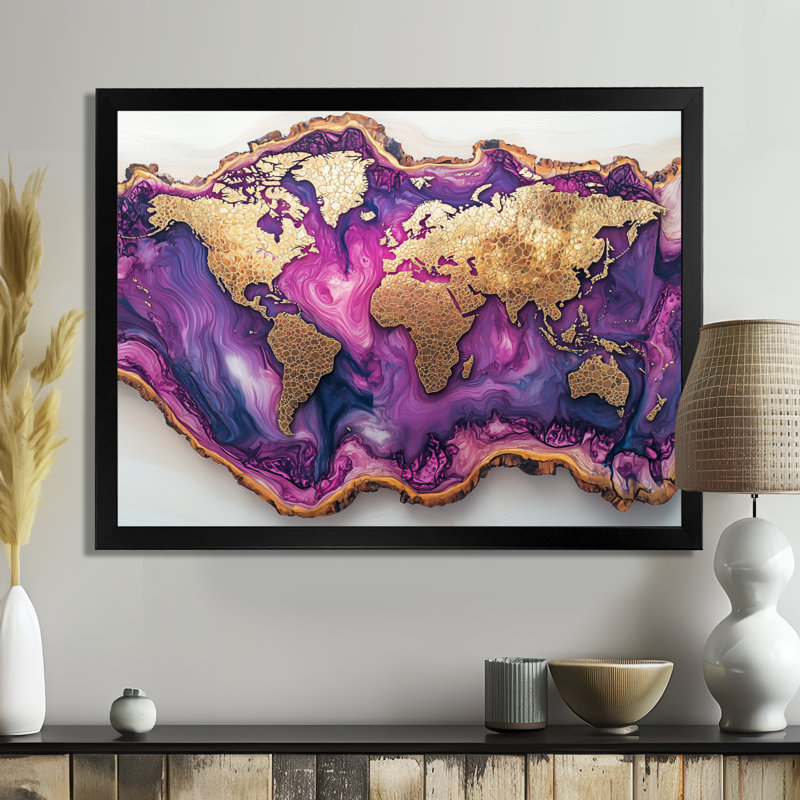 Seidl - Map Wall Art, 12" H x 20" W, Single Picture Framed Print, Black