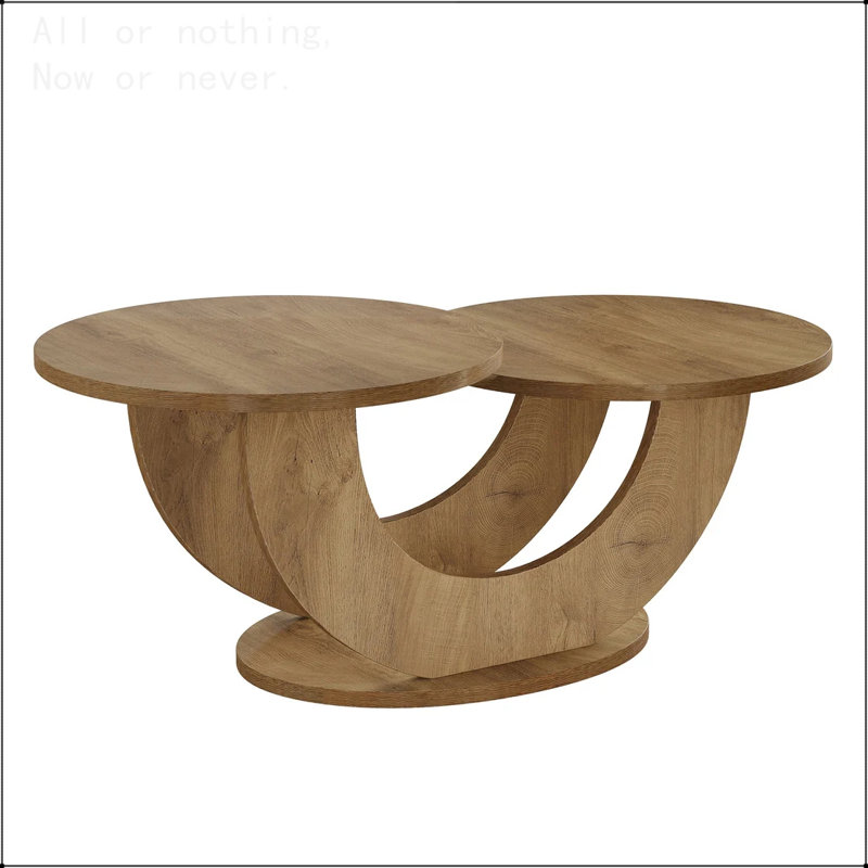 2-Tier Round Coffee Table with U-Shaped Frame