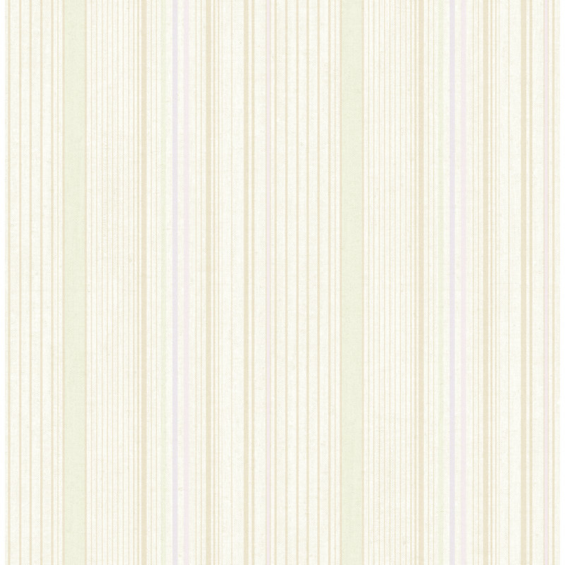 Seabrook Designs Provance Stripe Unpasted Wallpaper, Metallic Sage/Lavender