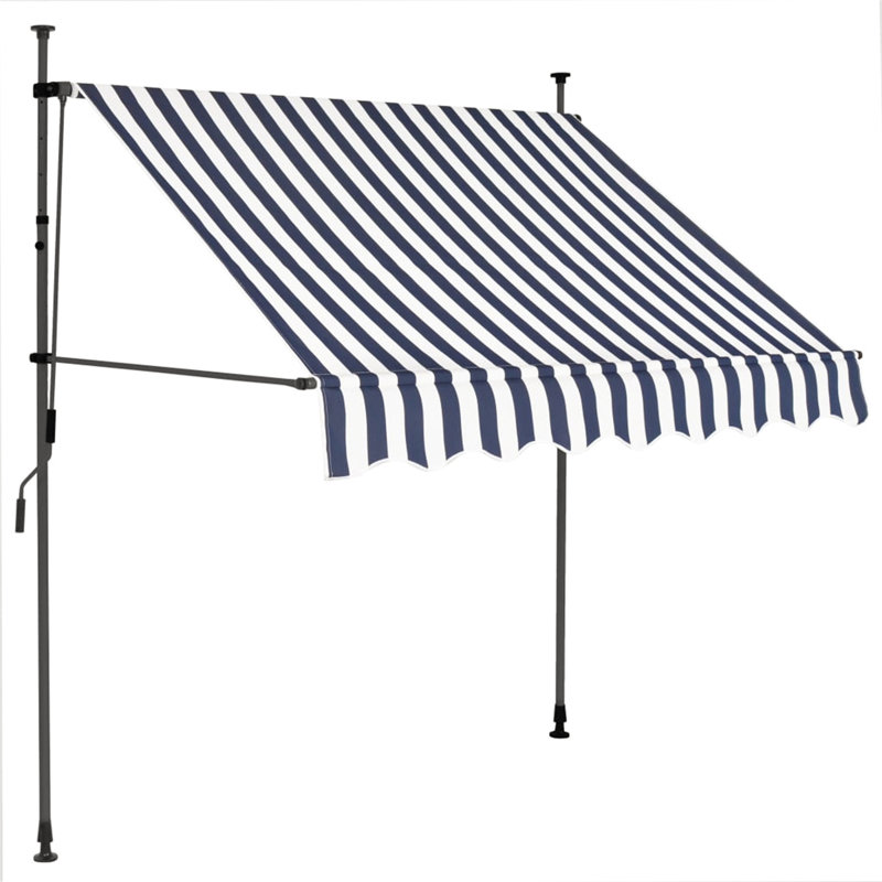 Dakota Fields 120cm D Polyester Cover Retractable Window Awning, 1m W x 1.2m D, Blue