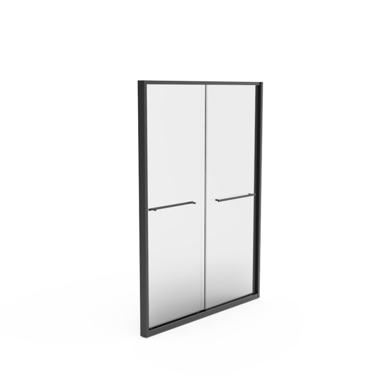 56 - 60"X70" Shower Door, Aluminum Alloy Frame, Double Sliding, 8Mm Tempered Glass, Black Hardware, Bathroom, Waterproof, Simple Install Procedure Matte Approach