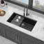 Évier de cuisine en quartz - Évier de cuisine en granite noir 32 po x 19 po