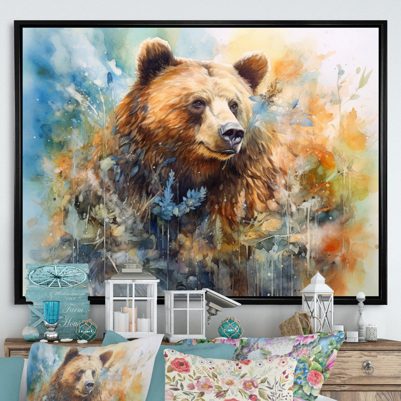 Majestic Grizzly II sur toile, H 30 po x l 40 po x P 1,5 po, Cadre flottant noir