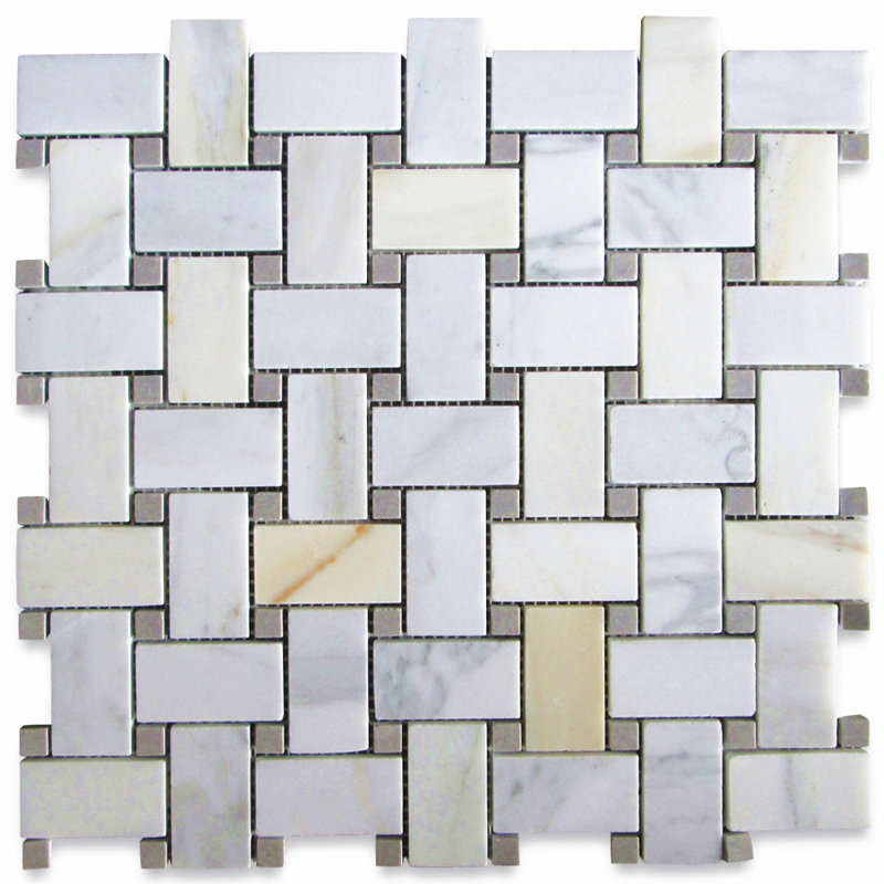 12" x 12" Marble Mosaic Wall & Floor Tile, Gray/White