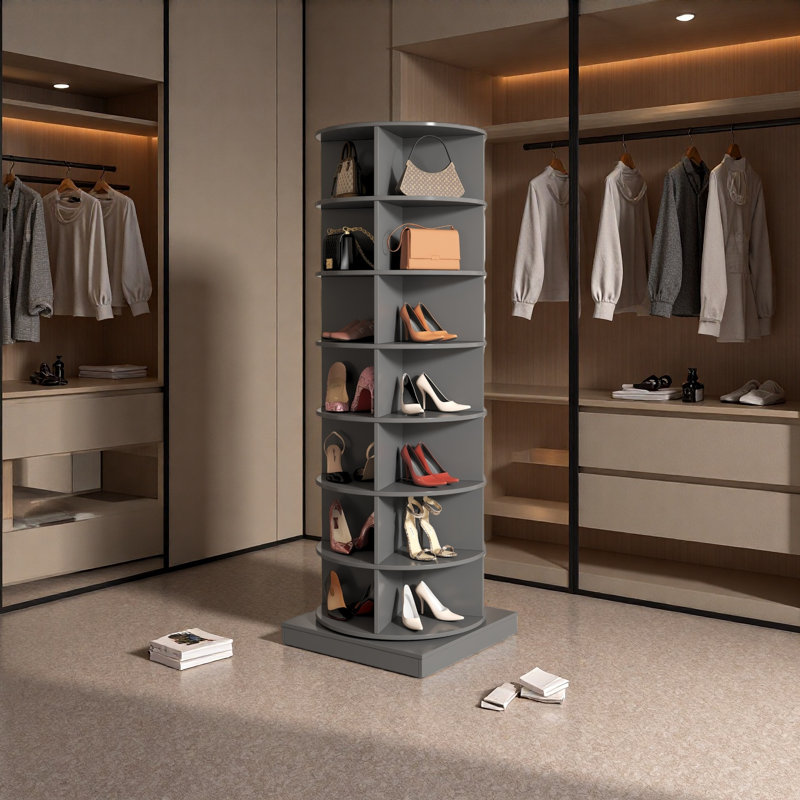 Armoire à chaussures rotative 360 7 niveaux, Gris, 7