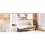 Lit simple blanc avec espaces de rangement ouverts, tiroirs, garde-robe et table intégrés - élégantes tablettes décoratives de gestion de l'espace, options, ajout de chambre