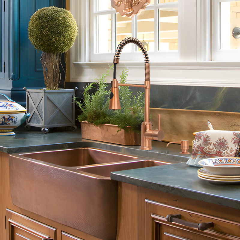 Spring Single Handle Copper Kitchen Sink Faucet