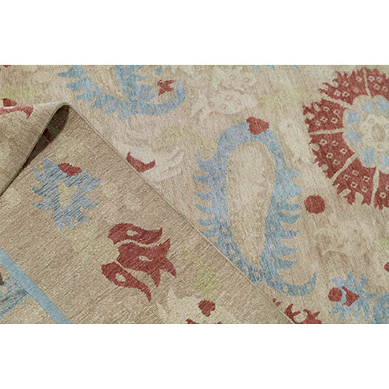 Tapis brun et rouille de haute qualité noué à la main